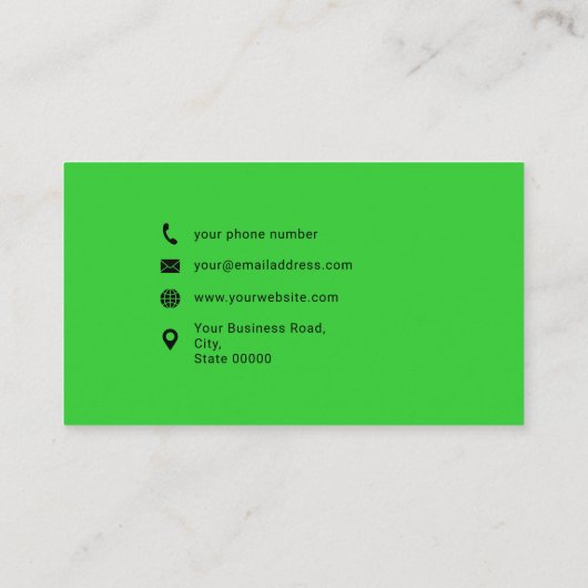 Lime groen en zwart minimalistische aangepaste naa visitekaartje (Achterkant)