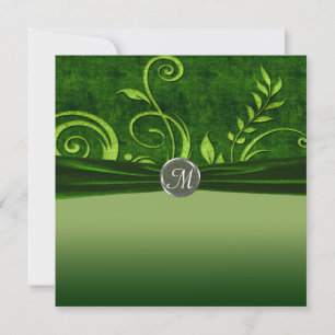 Lime & Groen Fluwelen Huwelijks Swirl Kaart