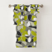 Lime Groen Grijs midden-eeuw Modern Print Bad Handdoek (Insitu)