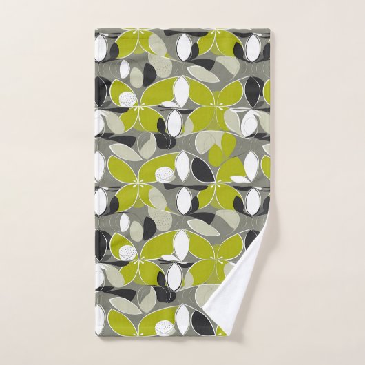 Lime Groen Grijs midden-eeuw Modern Print Bad Handdoek (Handdoek)