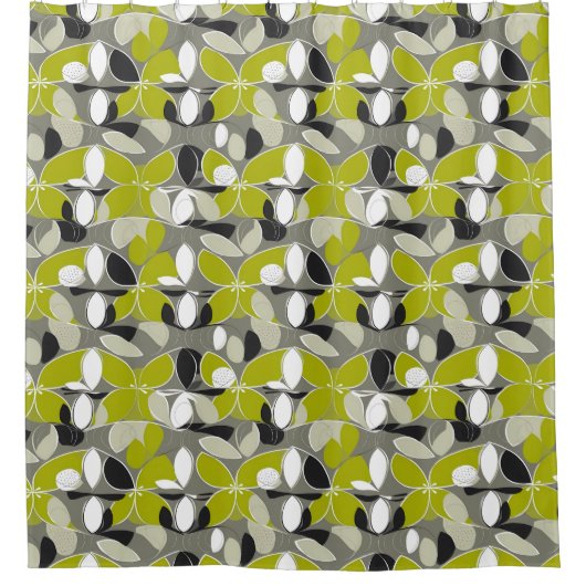 Lime Groen Grijs midden-eeuw Modern Print Douchegordijn (Voorkant)