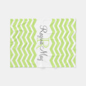 Lime Groen Grijs Monogram Naam Keepsake Chevron Fleece Deken (Voorkant (Horizontaal))