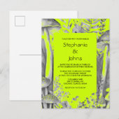 Lime Groen Grijs Zwart Woodland Paddestoel Bruilof Uitnodiging Briefkaart (Voorkant / Achterkant)