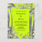 Lime Groen Grijs Zwart Woodland Paddestoel Bruilof Uitnodiging Briefkaart (Voorkant)