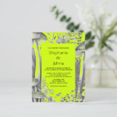 Lime Groen Grijs Zwart Woodland Paddestoel Bruilof Uitnodiging Briefkaart (Staand voorkant)