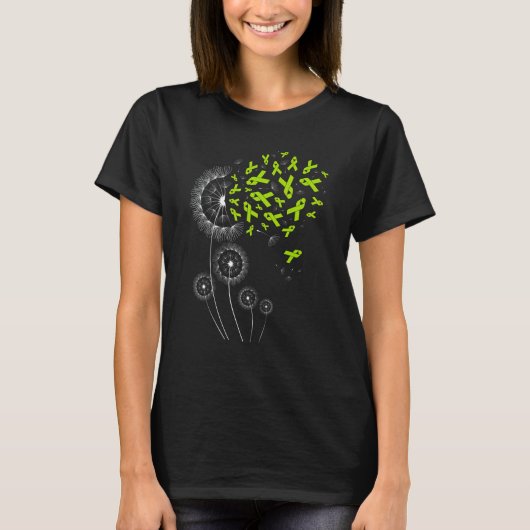 Lime Groen Lint Paardenbloem Lymfoom Awareness Ma T-shirt (Voorkant)
