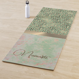 Lime Groen Marmer Glitterij Leopard Namaste Yogamat