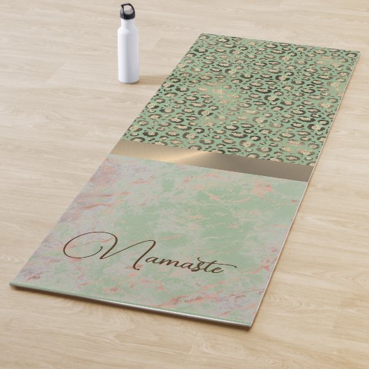 Lime Groen Marmer Glitterij Leopard Namaste Yogamat (In situ)
