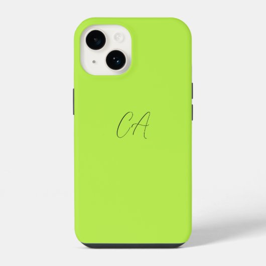 Lime Groen Modern Monogram iPhone Hoesje (Achterkant)