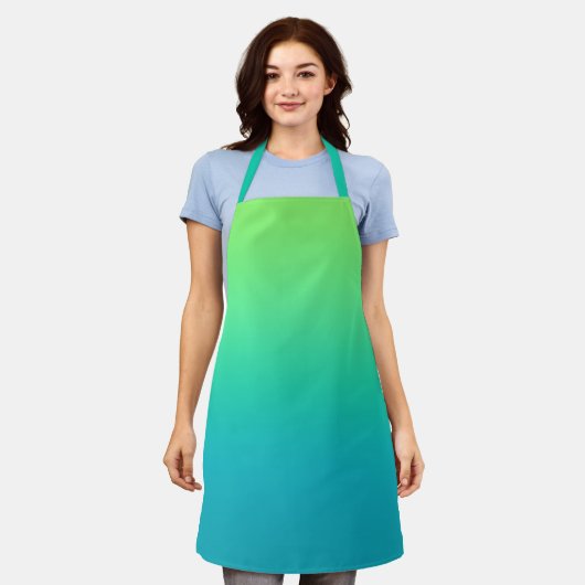 Lime Groen naar Blauw Schort van de Gradiënt (Gedragen)