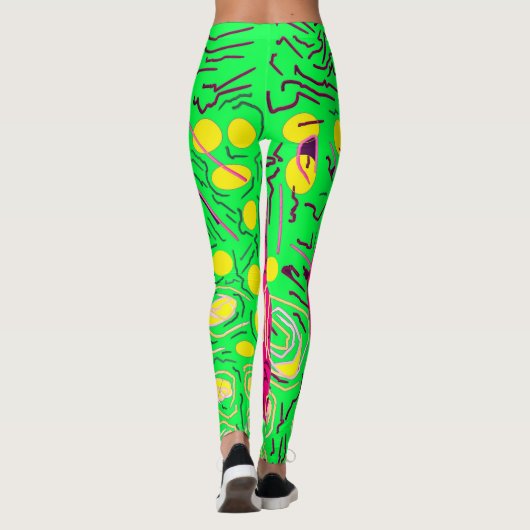 Lime groen roze en geel ontwerp leggings (Achterkant)