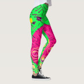 Lime groen roze en geel ontwerp leggings (Rechts)