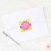Lime Groen Roze Strepen Polka Dots Adres Sticker (Envelop)