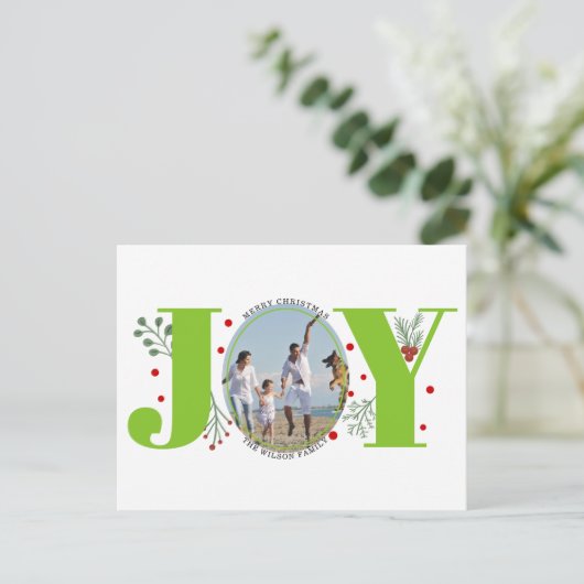 Lime groen Vreugde, bessen Kerstmis vakantie foto Briefkaart (Staand voorkant)