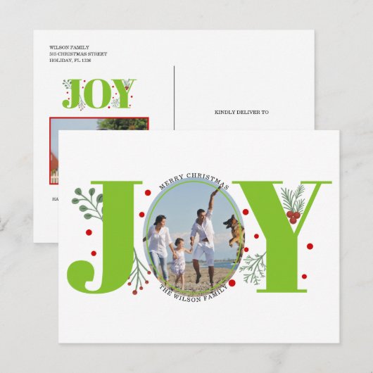 Lime groen Vreugde, bessen Kerstmis vakantie foto Briefkaart (Voorkant / Achterkant)