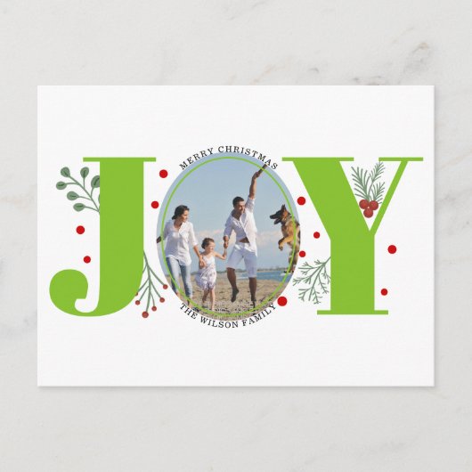 Lime groen Vreugde, bessen Kerstmis vakantie foto Briefkaart (Voorkant)