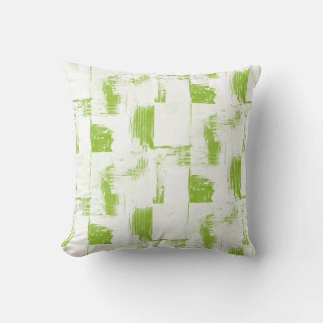Lime Groen & Wit Abstract Decor Kussen (Voorkant)
