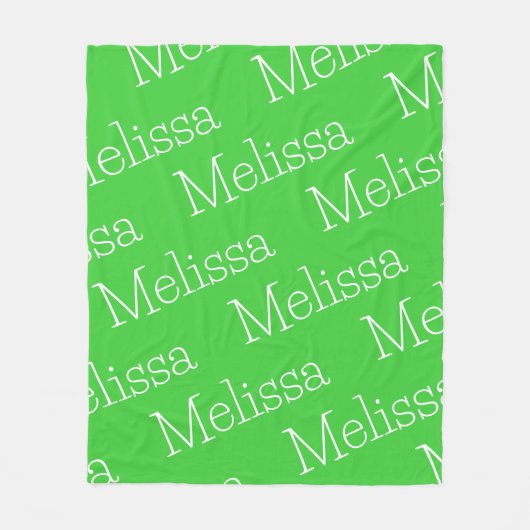 Lime groen & wit nieuwigheid naam fleece deken (Voorkant)
