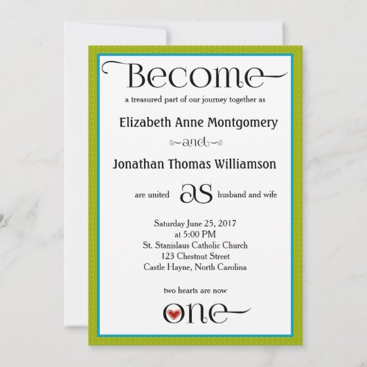 Lime Groen & Wit Polka Dot Bruiloft Uitnodigingen (Voorkant)