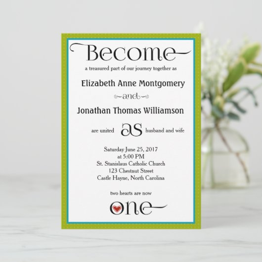 Lime Groen & Wit Polka Dot Bruiloft Uitnodigingen (Staand voorkant)