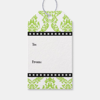 Lime Groen Wit Zwart Damast Cadeau Labels Cadeaulabel