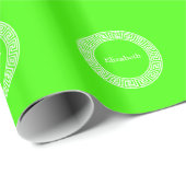 Lime Groen WT Grieks Sleutel RND Lijst Initiaal Mo Cadeaupapier (Rol Hoek)