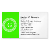 Lime Groen WT Grieks Sleutel RND Lijst Initiaal Mo Magnetisch Visitekaartje (Voorkant)