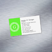 Lime Groen WT Grieks Sleutel RND Lijst Initiaal Mo Magnetisch Visitekaartje (Voorbeeld)
