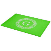 Lime Groen WT Grieks Sleutel RND Lijst Initiaal Mo Snijplank (Hoek)