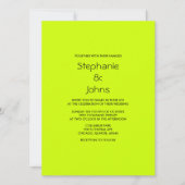 Lime Groen Zwart Eenvoudig Minimaal Kleurrijke Bru Kaart (Voorkant)