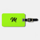 Lime Groen Zwart Kleurrijk Monogram Naam Gift Favo Bagagelabel (Voorkant horizontaal)