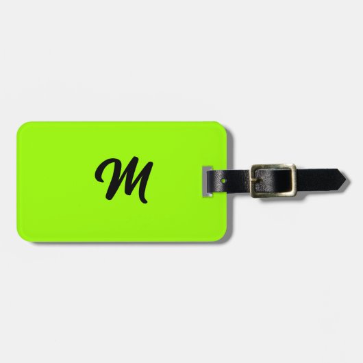 Lime Groen Zwart Kleurrijk Monogram Naam Gift Favo Bagagelabel (Voorkant horizontaal)