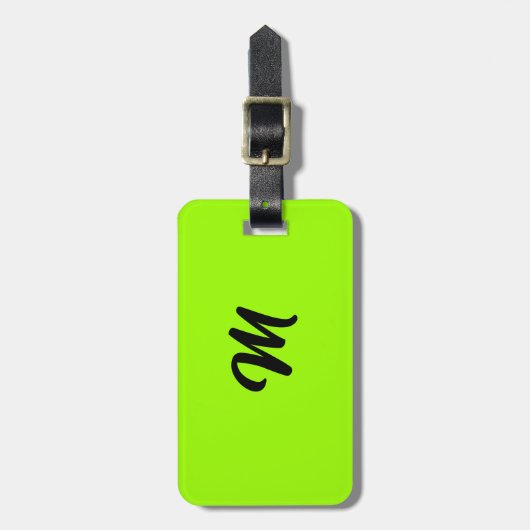 Lime Groen Zwart Kleurrijk Monogram Naam Gift Favo Bagagelabel (Voorkant verticaal)