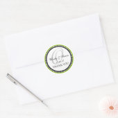 Lime groen zwart monogram op bruiloft dank u ronde sticker (Envelop)