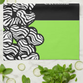 Lime groen zwart wit zebra patroon hart naam theedoek (Gevouwen)