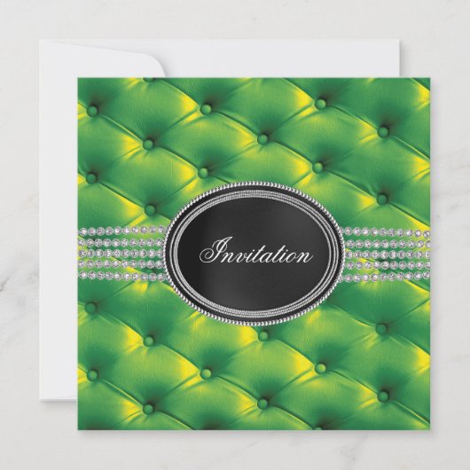 Lime Groene Black Diamond Black Tie Feest Kaart (Voorkant)