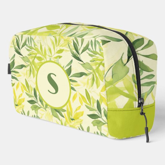 Lime groene bladeren print gesneden naaizak toilettasje (Rechterhoek)