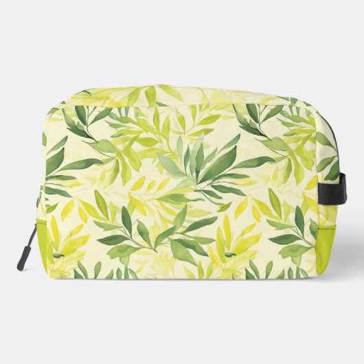 Lime groene bladeren print gesneden naaizak toilettasje (Achterkant)