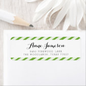 Lime groene carnaval strepen retour adreslabels etiket (Insitu)