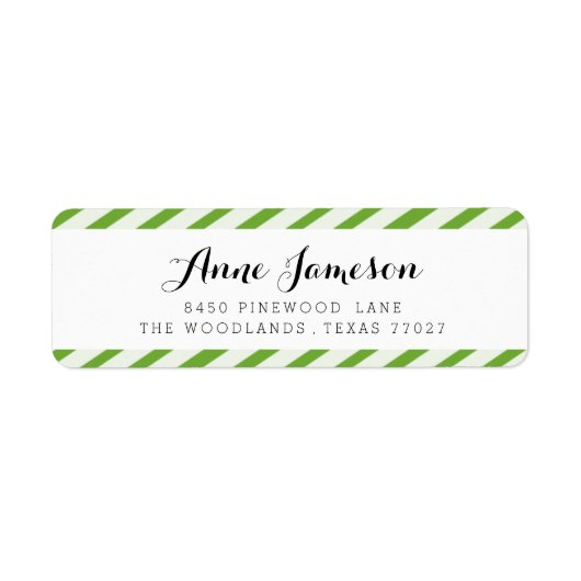 Lime groene carnaval strepen retour adreslabels etiket (Voorkant)