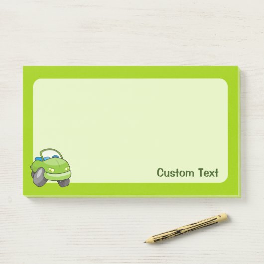 Lime Groene Cartoon Auto Post-it® Notes (Op bureau)