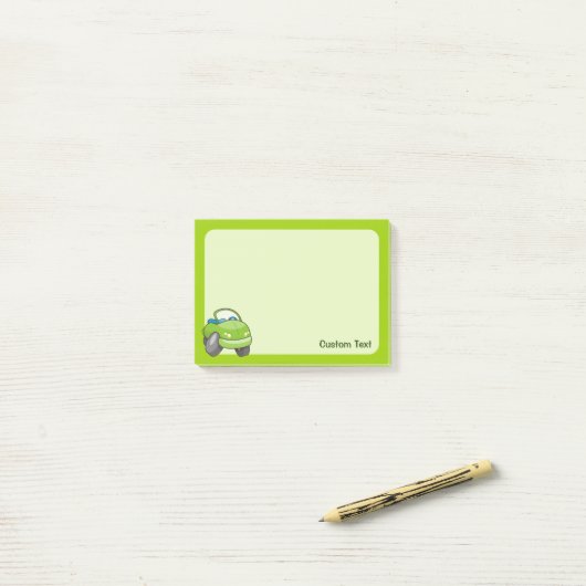 Lime Groene Cartoon Auto Post-it® Notes (Op bureau)