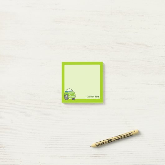 Lime Groene Cartoon Auto Post-it® Notes (Op bureau)