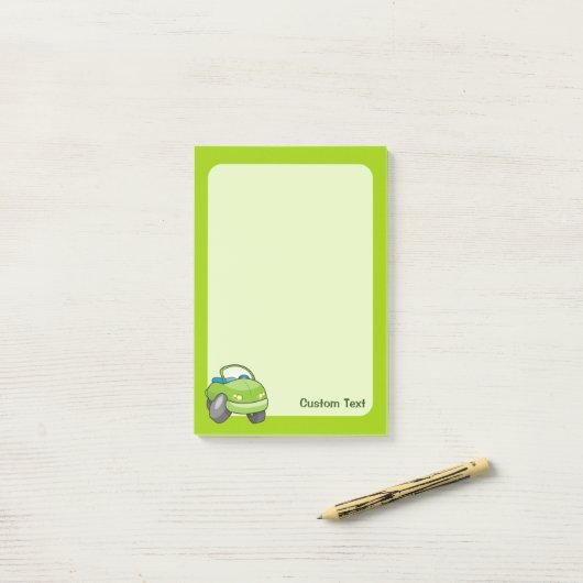 Lime Groene Cartoon Auto Post-it® Notes (Op bureau)