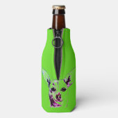 Lime Groene Chihuahua Theme Bottle Cooler (Fles Achterkant)