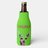 Lime Groene Chihuahua Theme Bottle Cooler (Fles Voorkant)