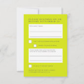Lime groene citrus bloesem bruiloft antwoord RSVP (Achterkant)