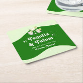 Lime Groene Citrus Tequila & Tulum Bachelorette Kartonnen Onderzetters (Schuin)