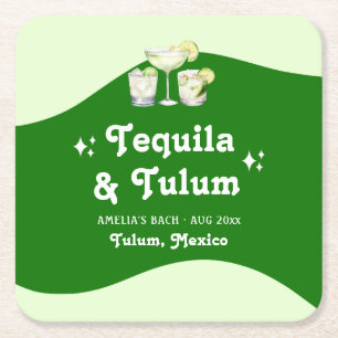 Lime Groene Citrus Tequila & Tulum Bachelorette Kartonnen Onderzetters