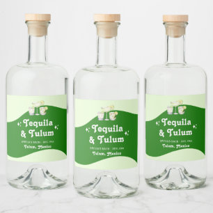 Lime Groene Citrus Tequila & Tulum Bachelorette Likeurfles Etiket